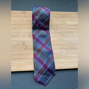 Talbots Men Silk Plaid  Purple And Green Made In Italy